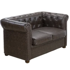 SILLÓN DE ESPERA CHESTER DOS PLAZAS MARRON