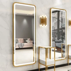 TOCADOR ESPEJO RECTANG. LUZ LED Y MARCO DE ORO